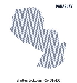 Vector abstract hatched map of Paraguay isolated on a white background. Travel vector illustration.