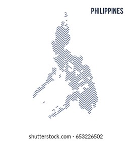 Vector abstract hatched map of Philippines isolated on a white background. Travel vector illustration.