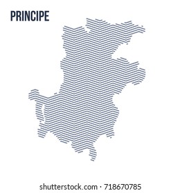 Vector abstract hatched map of Principe with zig zag lines isolated on a white background. Travel vector illustration.