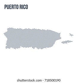 Vector abstract hatched map of Puerto Rico with zig zag lines isolated on a white background. Travel vector illustration.