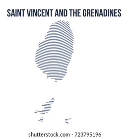 Vector abstract hatched map of Saint Vincent and the Grenadines with curve lines isolated on a white background. Travel vector illustration.