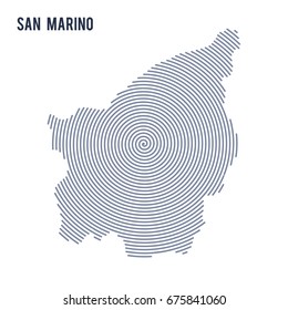 Vector abstract hatched map of San Marino with spiral lines isolated on a white background. Travel vector illustration.