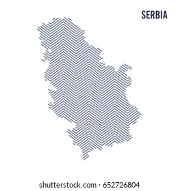 Vector abstract hatched map of Serbia isolated on a white background. Travel vector illustration.