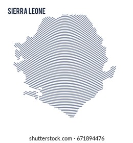 Vector abstract hatched map of Sierra Leone with curve lines isolated on a white background. Travel vector illustration.