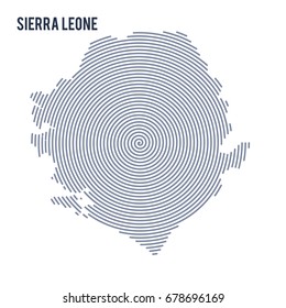 Vector abstract hatched map of Sierra Leone with spiral lines isolated on a white background. Travel vector illustration.