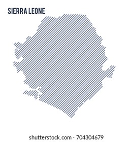 Vector abstract hatched map of Sierra Leone with oblique lines isolated on a white background. Travel vector illustration.