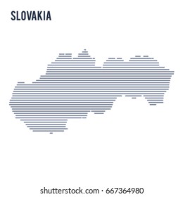 Vector abstract hatched map of Slovakia with lines isolated on a white background.