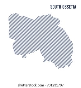 Vector abstract hatched map of South Ossetia with oblique lines isolated on a white background. Travel vector illustration.