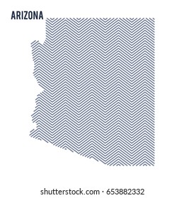 Vector abstract hatched map of State of Arizona isolated on a white background. Travel vector illustration.