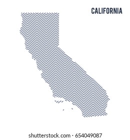 Vector abstract hatched map of State of California isolated on a white background. Travel vector illustration.