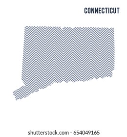 Vector abstract hatched map of State of Connecticut isolated on a white background. Travel vector illustration.