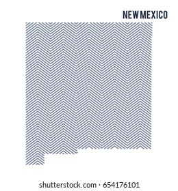 Vector abstract hatched map of State of New Mexico isolated on a white background. Travel vector illustration.