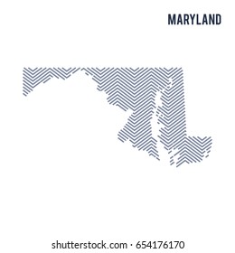 Vector abstract hatched map of State of Maryland isolated on a white background. Travel vector illustration.