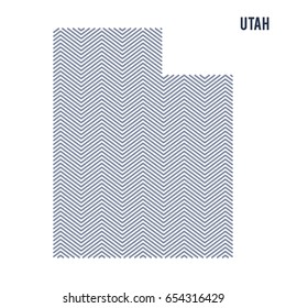 Vector abstract hatched map of State of Utah isolated on a white background. Travel vector illustration.