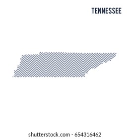 Vector abstract hatched map of State of Tennessee isolated on a white background. Travel vector illustration.