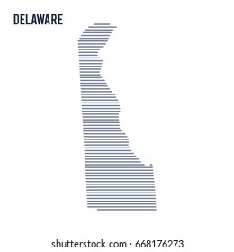 Vector abstract hatched map of State of Delaware with lines isolated on a white background. Travel vector illustration.