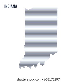 Vector abstract hatched map of State of Indiana with lines isolated on a white background. Travel vector illustration.