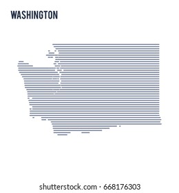 Vector abstract hatched map of State of Washington with lines isolated on a white background. Travel vector illustration.