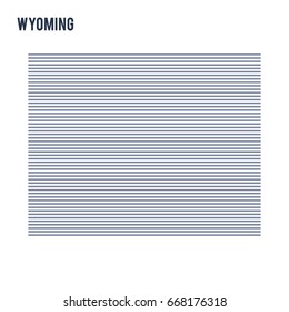 Vector abstract hatched map of State of Wyoming with lines isolated on a white background. Travel vector illustration.