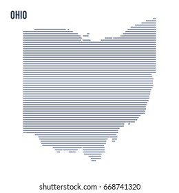 Vector abstract hatched map of State of Ohio with lines isolated on a white background. Travel vector illustration.