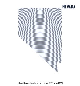 Vector abstract hatched map of of State of Nevada with curve lines isolated on a white background.