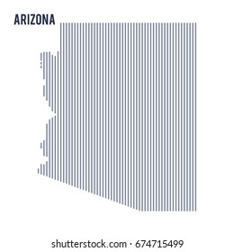 Vector abstract hatched map of State of Arizona with vertical lines isolated on a white background. Travel vector illustration.