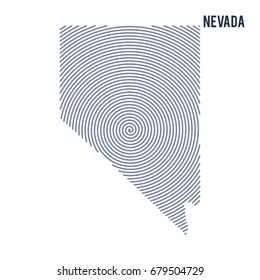 Vector abstract hatched map of State of Nevada with spiral lines isolated on a white background. Travel vector illustration.