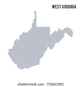 Vector abstract hatched map of State of West Virginia with oblique lines isolated on a white background. Travel vector illustration.