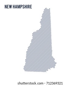 Vector abstract hatched map of State of New Hampshire with oblique lines isolated on a white background. Travel vector illustration.