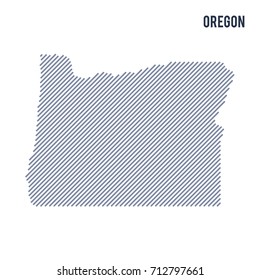 Vector abstract hatched map of State of Oregon with oblique lines isolated on a white background. Travel vector illustration.