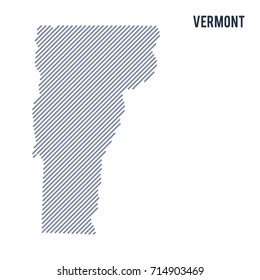 Vector abstract hatched map of State of Vermont with oblique lines isolated on a white background. Travel vector illustration.