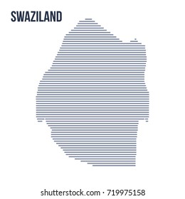 Vector abstract hatched map of Swaziland with horizontal lines isolated on a white background. Travel vector illustration.
