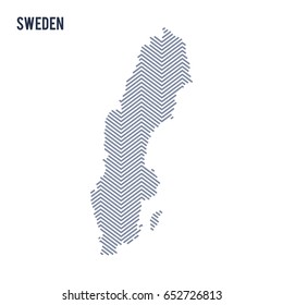 Vector abstract hatched map of Sweden isolated on a white background. Travel vector illustration.