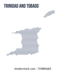Vector abstract hatched map of Trinidad and Tobago with horizontal lines isolated on a white background. Travel vector illustration.