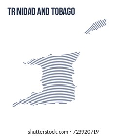 Vector abstract hatched map of Trinidad and Tobago with curve lines isolated on a white background. Travel vector illustration.