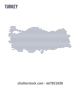 Vector abstract hatched map of Turkey with lines isolated on a white background. Travel vector illustration.