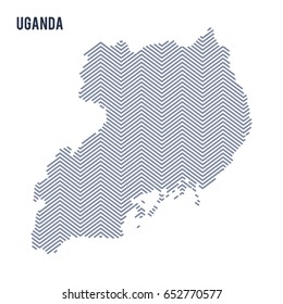 Vector abstract hatched map of Uganda isolated on a white background. Travel vector illustration.