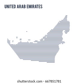 Vector abstract hatched map of United Arab Emirates with lines isolated on a white background. Travel vector illustration.