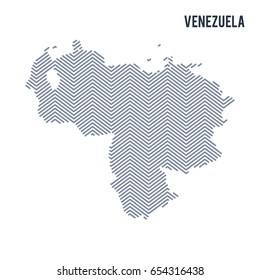Vector abstract hatched map of Venezuela isolated on a white background. Travel vector illustration.