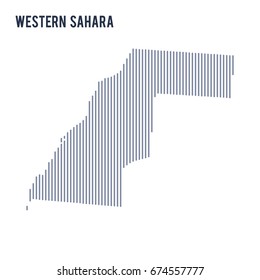 Vector abstract hatched map of Western Sahara with vertical lines isolated on a white background. Travel vector illustration.