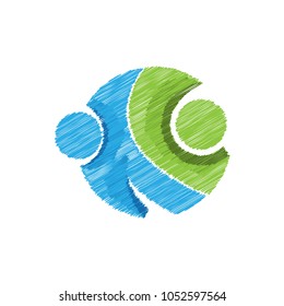 Vector abstract hatched people. Flat design.