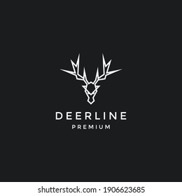 Vector. Abstract the head of a deer. Geometric linear animal. in black backround