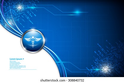 vector abstract health care logo on tech pattern background