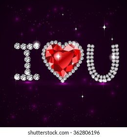 vector abstract heart card on dark