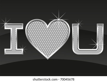 Vektorabstrakte Herzkarte mit Diamantwörtern, die ich liebe dich für den Valentinstag