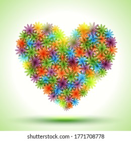 Vector abstract heart with floral elements