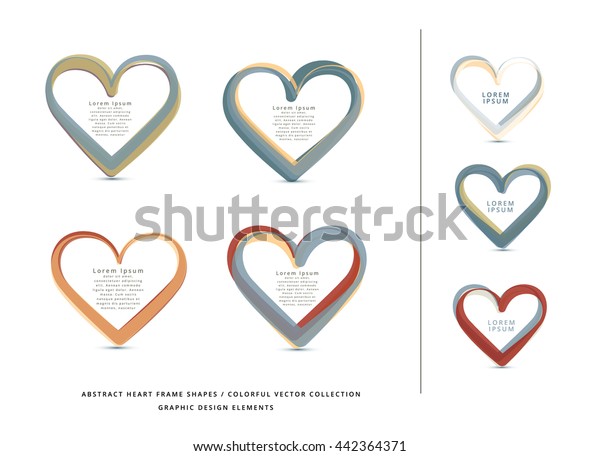 VECTOR ABSTRACT HEART FRAME ELEMENTS COLLECTION ,\
NATURAL COLORS