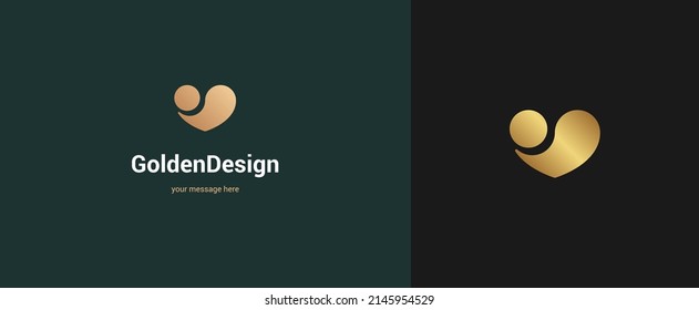 Vector abstract heart logo emblem design elegant modern minimal style vector illustration. Premium business geometric logotype symbol for corporate identity.