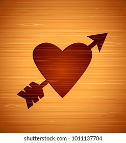 Vector abstract heart on a wooden background for your design