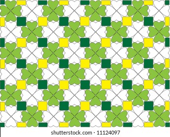 Vector abstract hearts background green and white like clover